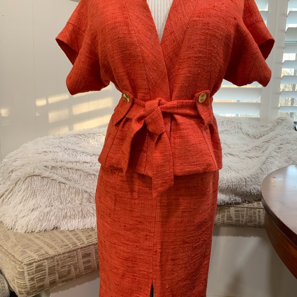 EUC Trina Turk Silk Orange Suit 4 - Picture 2 of 16